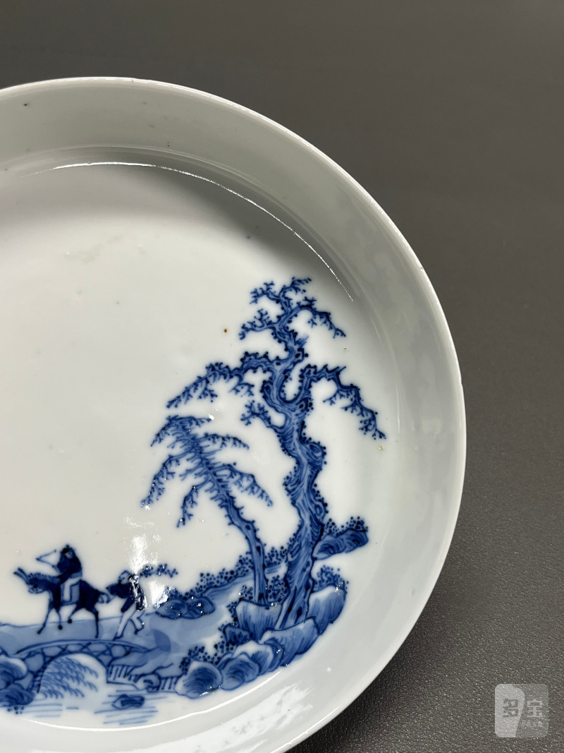 清光绪 青花“踏雪寻梅”图镗锣洗 - 图5